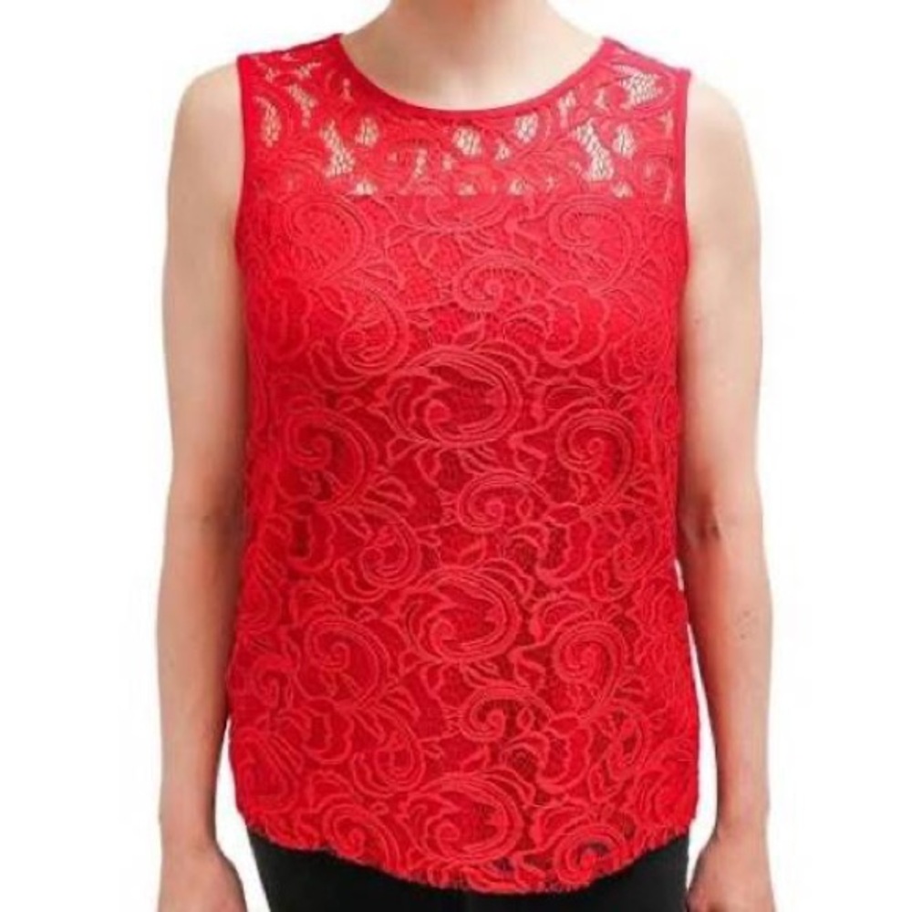 Adrianna Papell Lace Jersey Knit Top